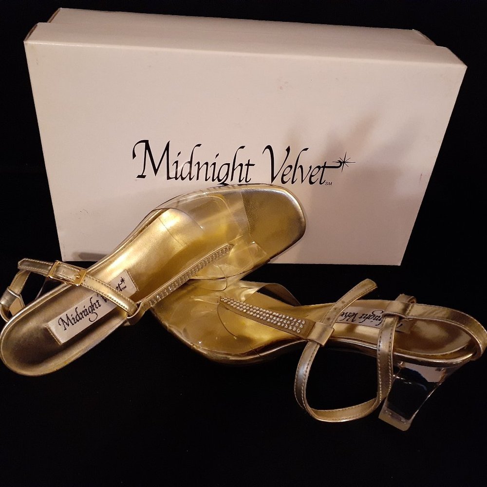 Midnight Velvet Rhinestone & Gold Sandal